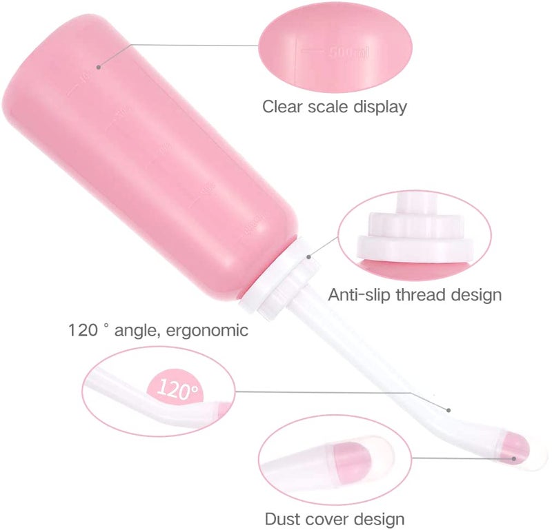 Ndola Portable Travel Bidet 500ml17oz Portable Bidet for Toilet Handheld Postpartum Perineal Cleansing Childbirth Cleaner for Outdoor Camping Travling Personal Hygiene for Women Pink - Image 2