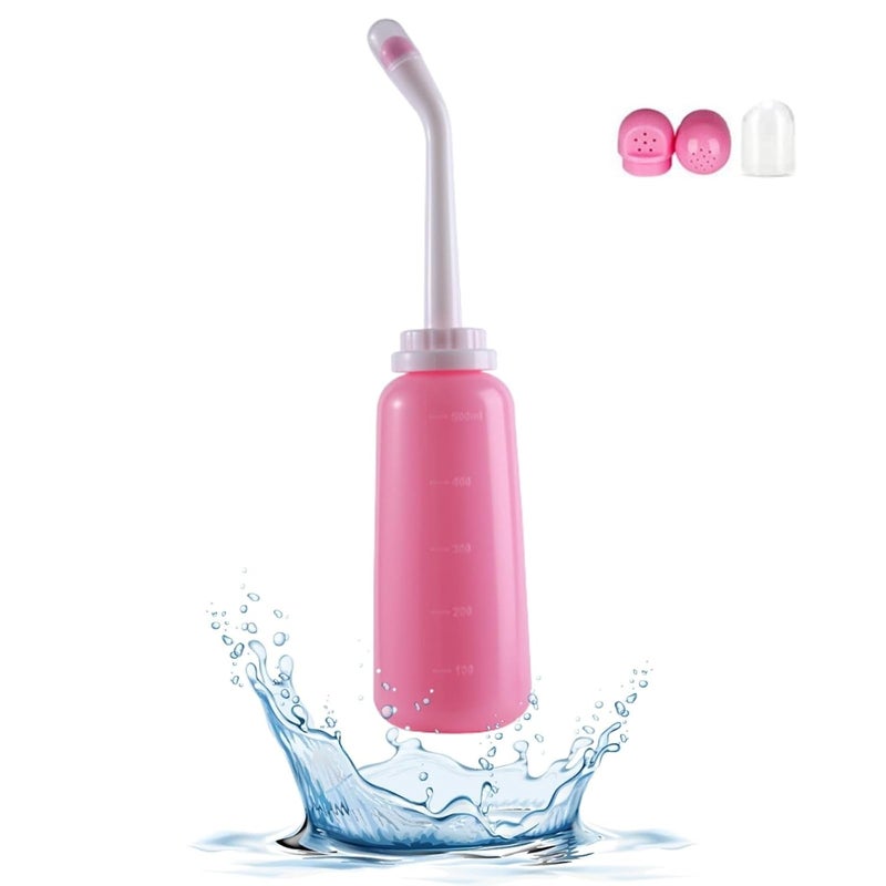 Ndola Portable Travel Bidet 500ml17oz Portable Bidet for Toilet Handheld Postpartum Perineal Cleansing Childbirth Cleaner for Outdoor Camping Travling Personal Hygiene for Women Pink - Image 1