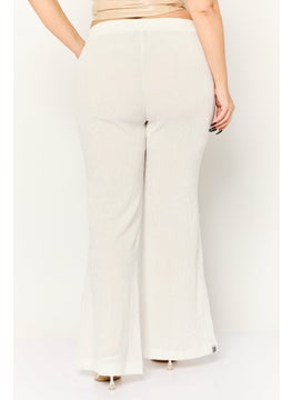The Giving Movement Women Regular Fit Textured Wide Leg Pants, White  - Image 2