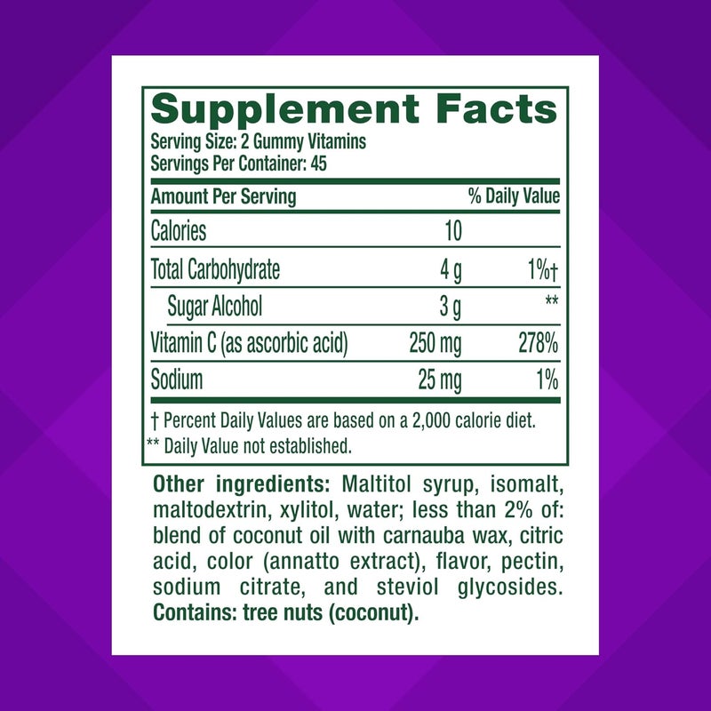 VITAFUSION Sugar Free Power C Vitamin C Gummies Daily Adult Vitamins for Immune System Support 1 Orange Flavor 90 Count - Image 3