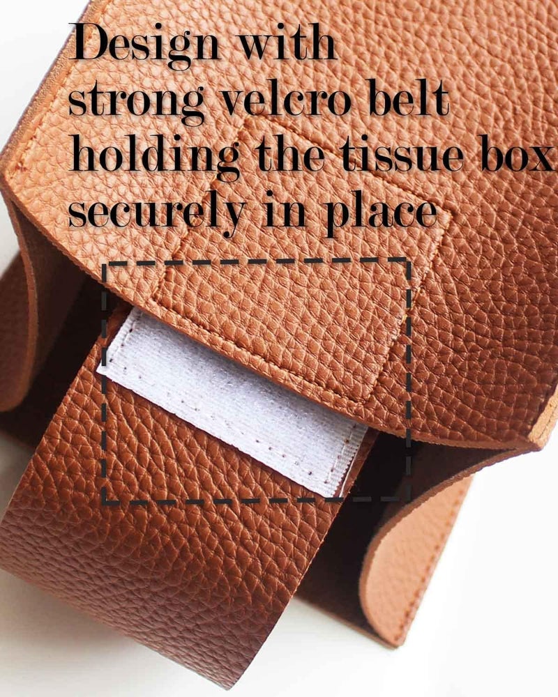 JESMINI Tissue Box Cover Rectangular Leather – with Bottom Belt [, Camel] Modern PU Leather Rectangle Tissue Holder Decorative for Bathroom Vanity Countertop/Night Stands/Office Desk - Image 5