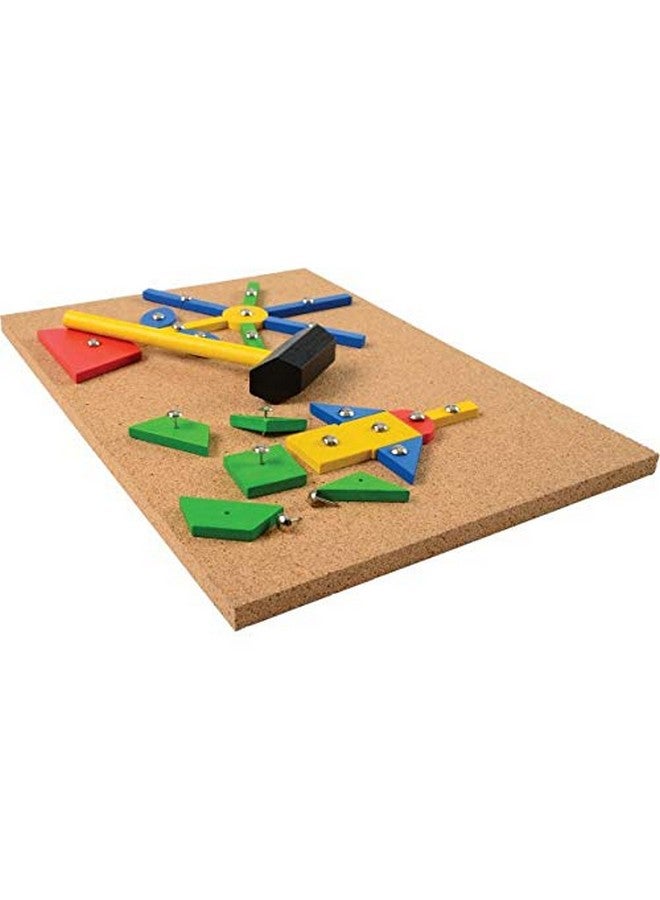 Constructive Playthings Hammer and Nail Pattern Puzzle with Cork Board, Multicolor - Image 2