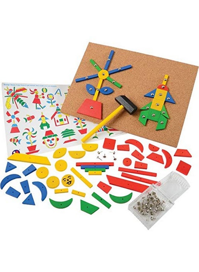 Constructive Playthings Hammer and Nail Pattern Puzzle with Cork Board, Multicolor - Image 1