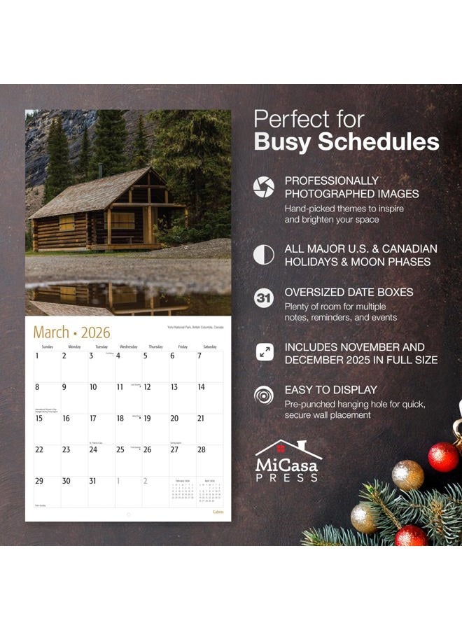 MICASA PRESS MICASA Cabins 2026 Wall Calendar 12 Month | 12" x 24" Open | Thick & Sturdy Paper | Giftable | Calendar 2026 - Image 2