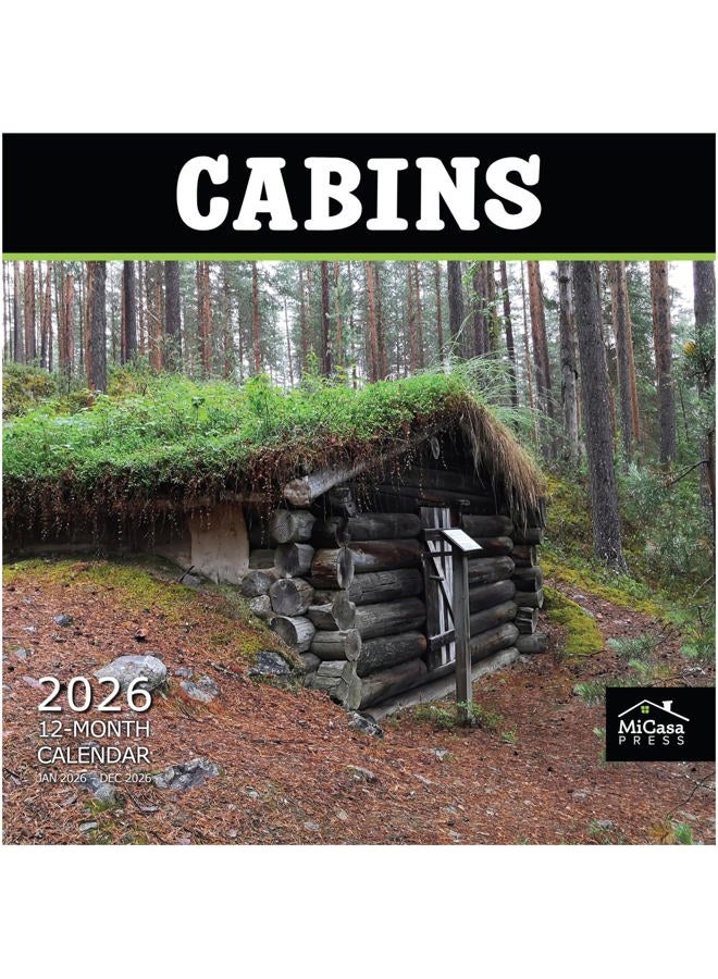 MICASA PRESS MICASA Cabins 2026 Wall Calendar 12 Month | 12" x 24" Open | Thick & Sturdy Paper | Giftable | Calendar 2026 - Image 1