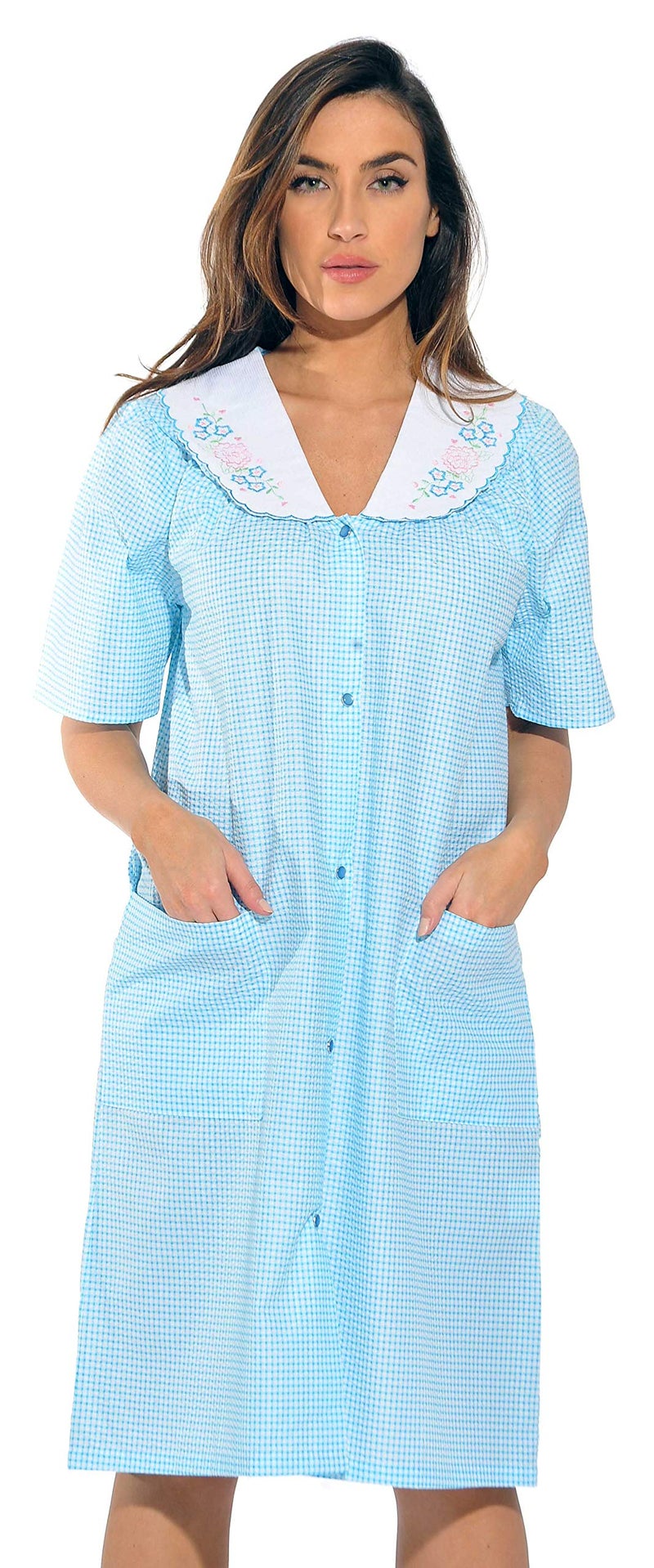 Dreamcrest 8511-Royal-3X Short Sleeve Duster/Housecoat/Women Sleepwear - Image 5