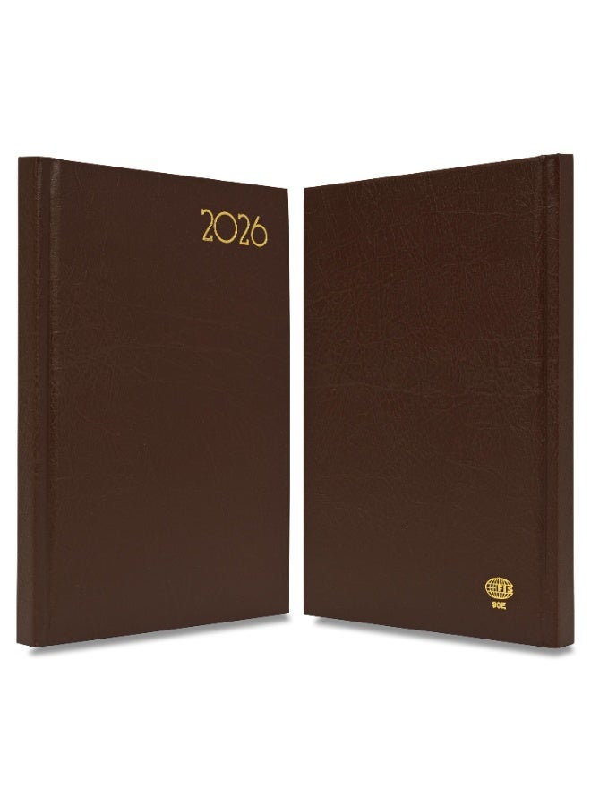 FIS مفكرة 2026، حجم A5 (148x210 مم)، غلاف صلب من مواد الفينيل، يومي السبت والأحد مجتمعين، باللغة الإنجليزية، ورق أبيض 60 جرام، لون شوكولاتة - FSDI90E26CH - Image 2
