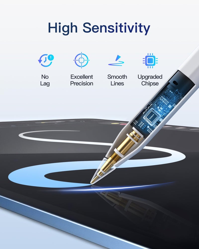 Inateck Stylus Pen for iPad 2018-2023, 5Mins Fast Charging Pencil with Tilt Sensitivity & Palm Rejection, Magnetic Pen for iPad Air 3/4/5, iPad mini 5/6, iPad 6/7/8/9/10, iPad Pro 11"/12.9" - Image 5