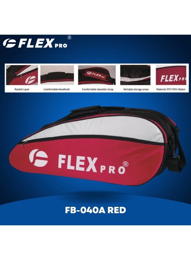 FLEX PRO RACQUET BAG | 600D Polyester with PU Lamination | RED-WHITE - Image 1