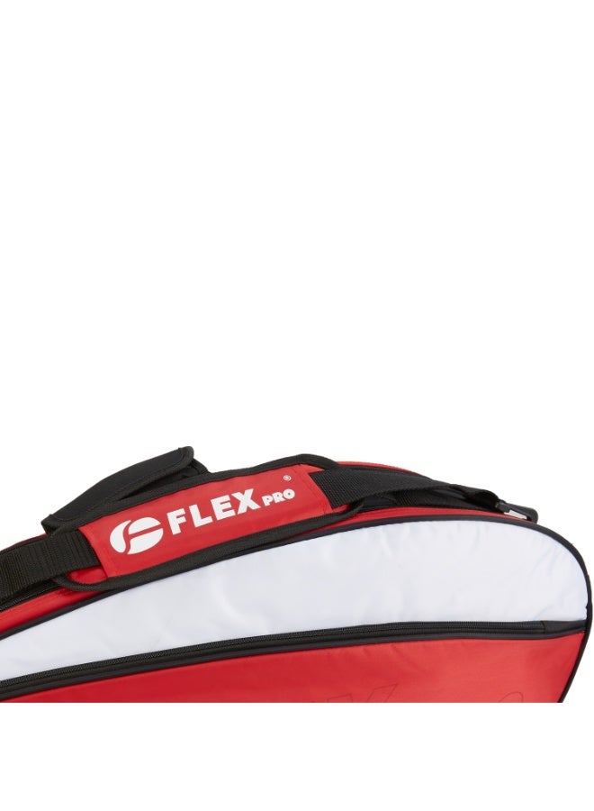 FLEX PRO RACQUET BAG | 600D Polyester with PU Lamination | RED-WHITE - Image 4