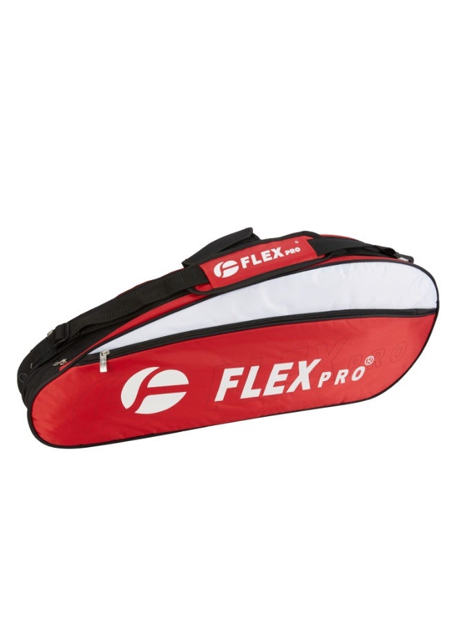FLEX PRO RACQUET BAG | 600D Polyester with PU Lamination | RED-WHITE - Image 2