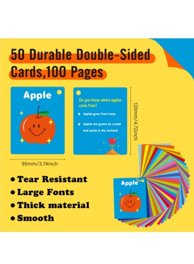 50Pcs Children's Food Flash Cards, Gourmet Fruit Enlightenment Early Education Cognitive Cards - Image 2