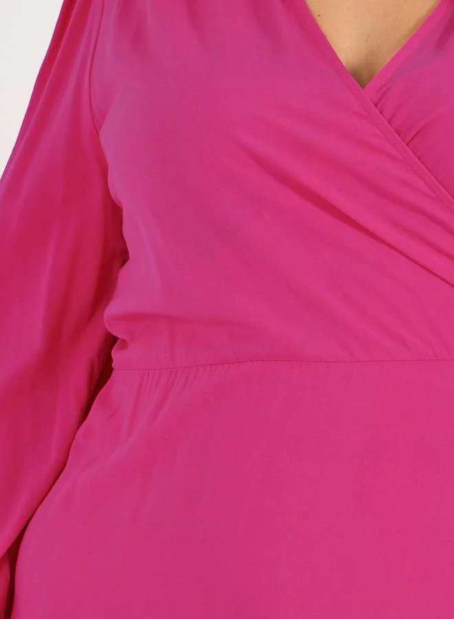 Styli Magenta Surplice Maxi Dress