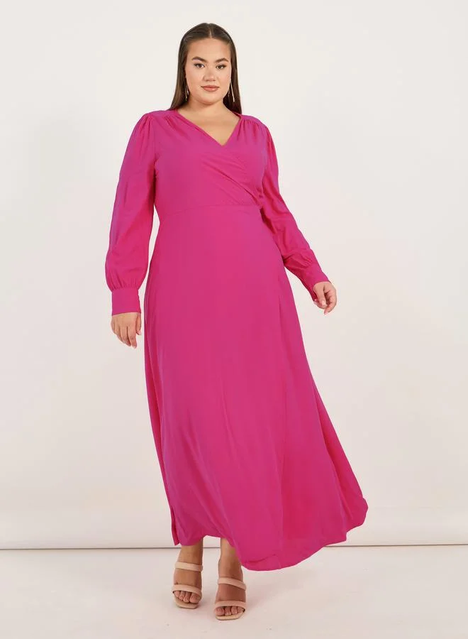 Styli Magenta Surplice Maxi Dress