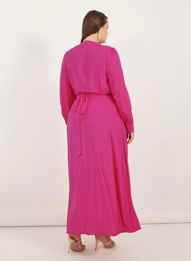 Styli Magenta Surplice Maxi Dress