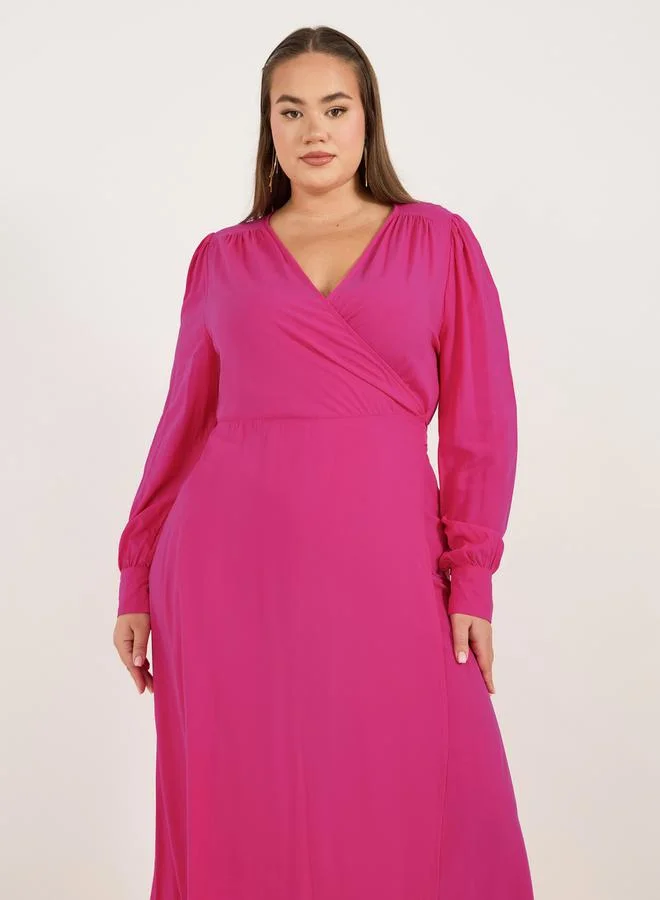 Styli Magenta Surplice Maxi Dress