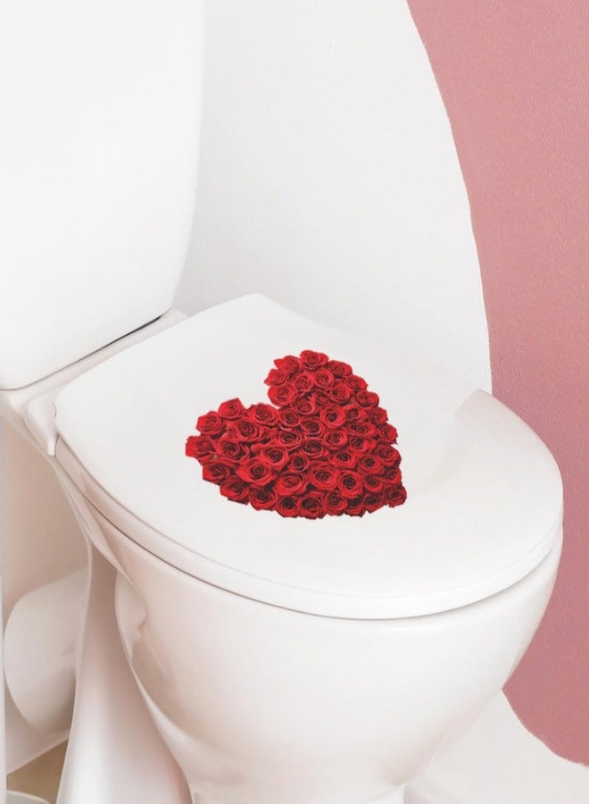 Dzrige Heart Toilet Sticker Red Heart Rose Flowers Toilet Decal Love Heart Toilet Cover Sticker for Valentines Day Party Restroom Bathroome Door Wall Home Decor - Image 3