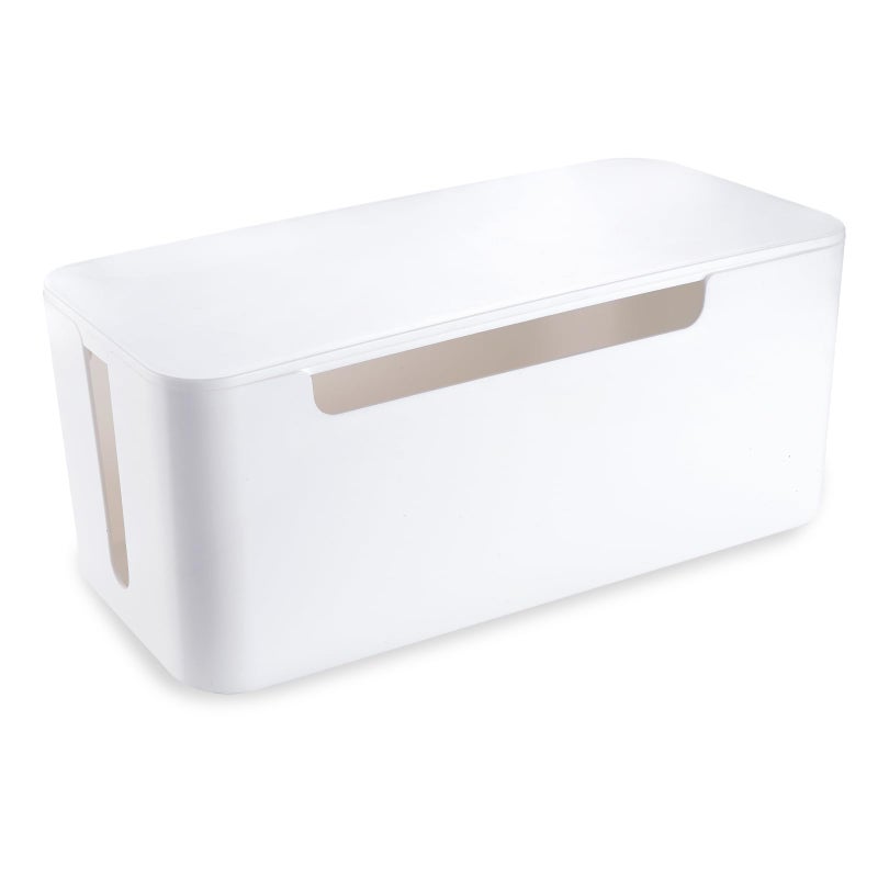 Eichzer Cable Management Box, Premium Cord Organizer Box to Hide Surge Protector on Desk, Power Strip Cover for TV Computer Home Router Office (White) - Image 1