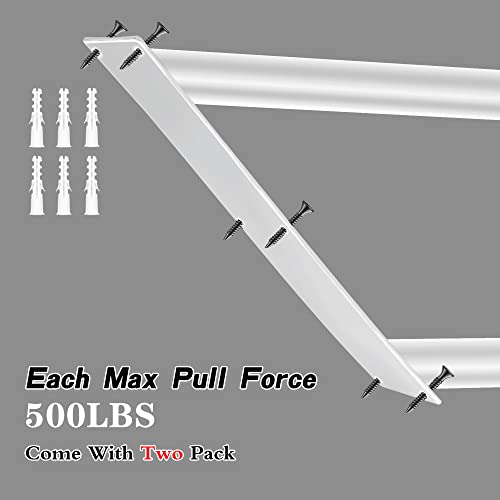 Coocure 2 Pack Handrail for 1-2 Step Stairs, Wall Mount handrails for Outdoor Steps, Garage Railing with White Powder Coat Finished, Suitable for Garage, Porch and Garden（18.9" Length, φ1.3"Pipe, White） - Image 4
