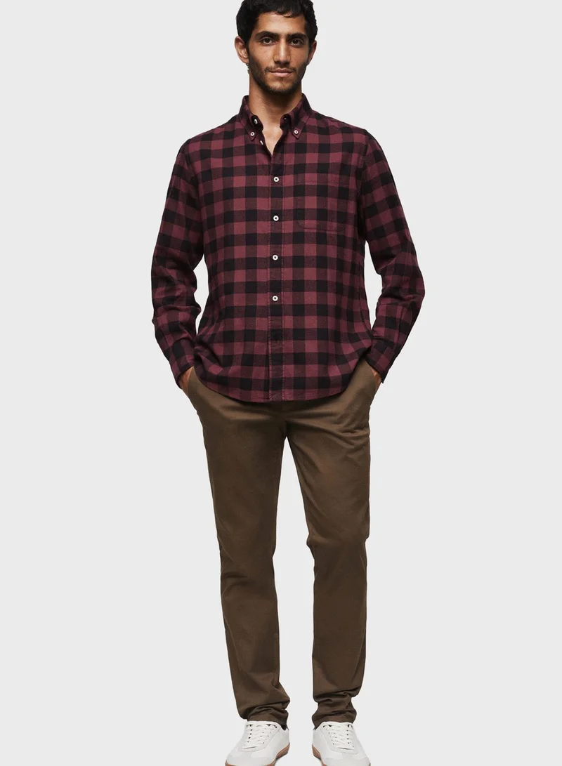 Mango Man Checked Regular Fit Shirt