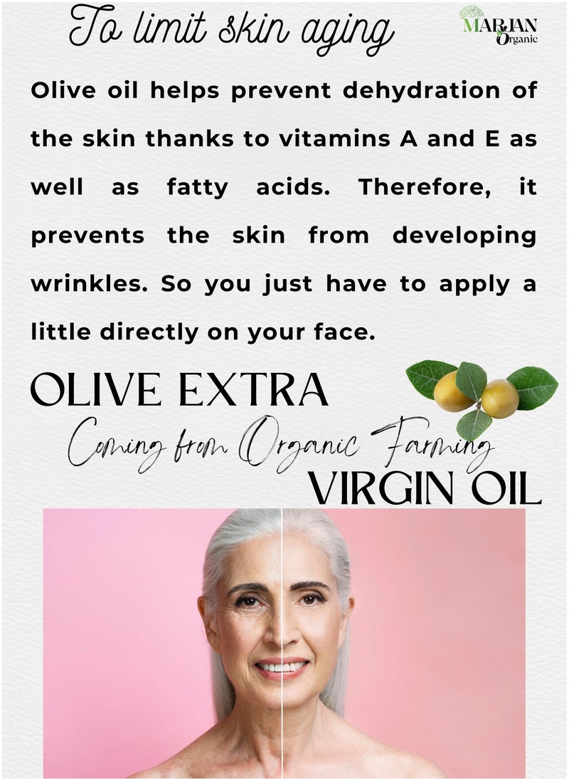 MARJAN ORGANIC - Olive Oil 20ml - 100% Organic cold pressed - 100% Virgin - Firming Body Oil, Natural Moisturizing Massage Oil for Dry Skin, Reduces Spots, Hydrating & Smooth Skin Tone, For Face, Hair Growth & Nails. - Image 1