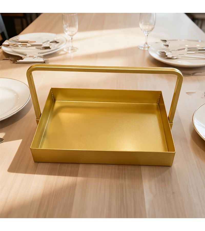1pc Wrought Iron Tea Tray Basket Storage Box in hei3201 for Tea Pavilion Display Decoration - Image 5