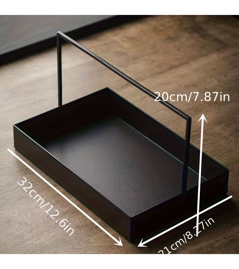 1pc Wrought Iron Tea Tray Basket Storage Box in hei3201 for Tea Pavilion Display Decoration - Image 3