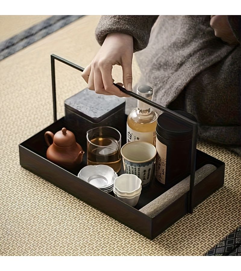 1pc Wrought Iron Tea Tray Basket Storage Box in hei3201 for Tea Pavilion Display Decoration - Image 4