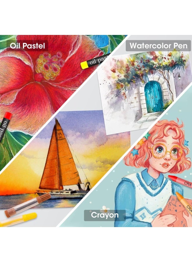 Art Supplies Kit 168 PCS – Drawing & Painting Set Double Sided Trifold Easel, Colored Pencils, Crayons, Oil Pastels, Watercolor Markers, Origami Paper - Educational & Architecture Art Kit - Perfect Creative Gift for Boys & Girls - Image 5