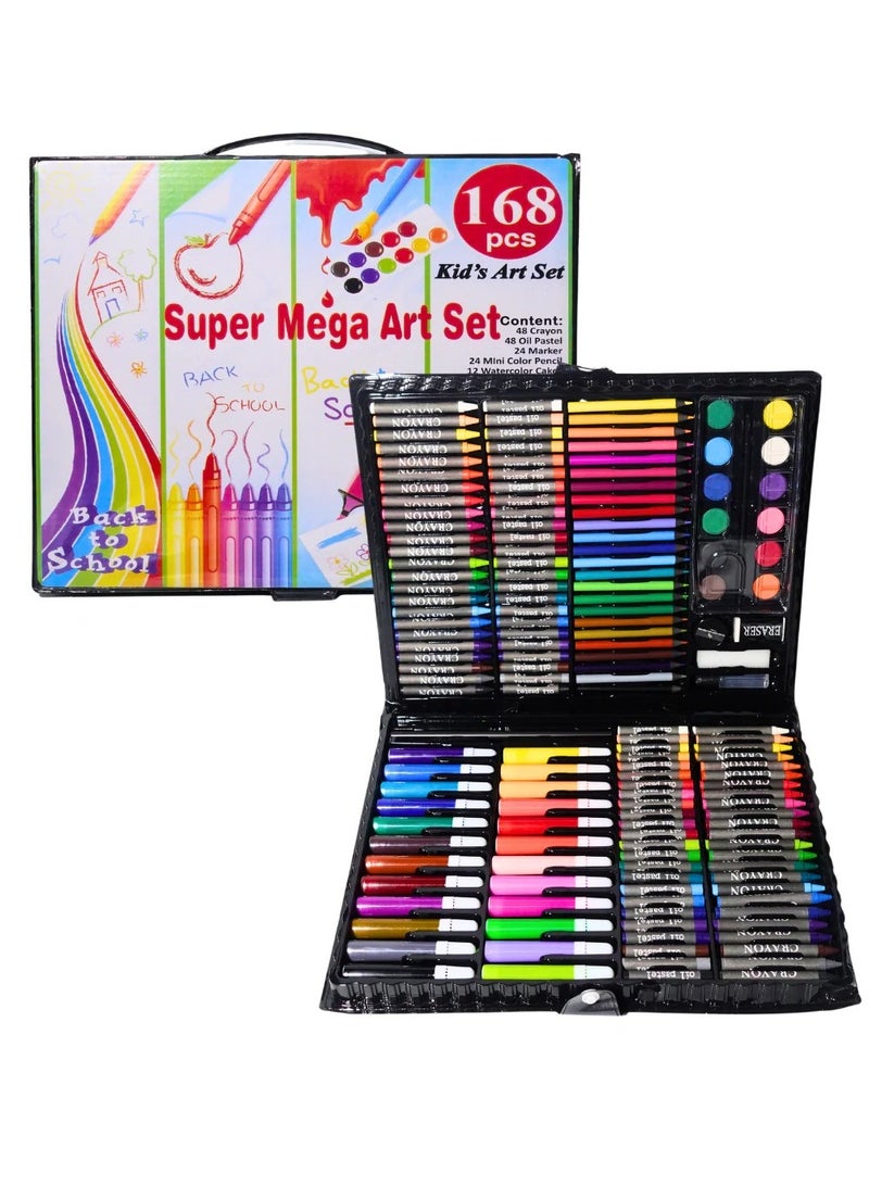 Art Supplies Kit 168 PCS – Drawing & Painting Set Double Sided Trifold Easel, Colored Pencils, Crayons, Oil Pastels, Watercolor Markers, Origami Paper - Educational & Architecture Art Kit - Perfect Creative Gift for Boys & Girls - Image 1