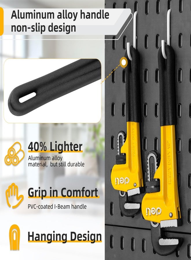 deli Pipe Wrench 8-inch, Heavy Duty Straight Adjustable Wrench, Professional Plumbing wrench tools, for Pipe, Home, Vehicle repair - Image 4