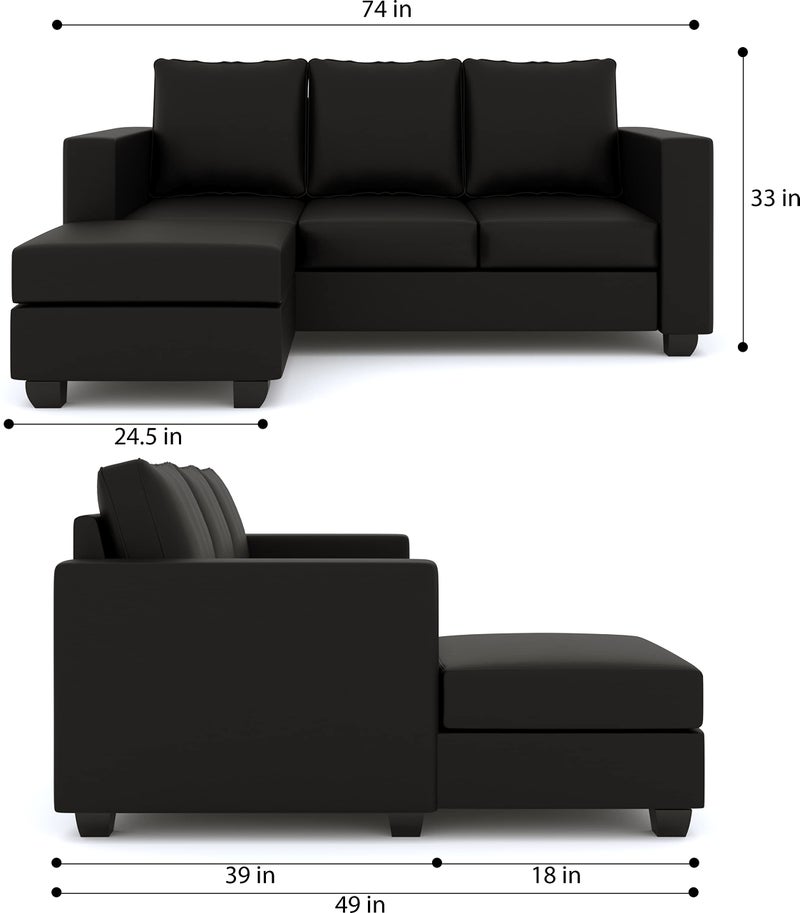 WESTIDO Orlando Leatherette 3 + 1 Sofa Set (Black, DIY(Do-It-Yourself)) | 1 Year Warranty - Image 5