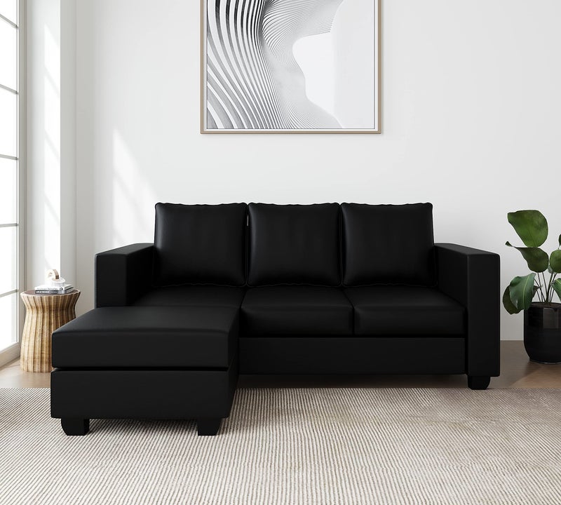 WESTIDO Orlando Leatherette 3 + 1 Sofa Set (Black, DIY(Do-It-Yourself)) | 1 Year Warranty - Image 1
