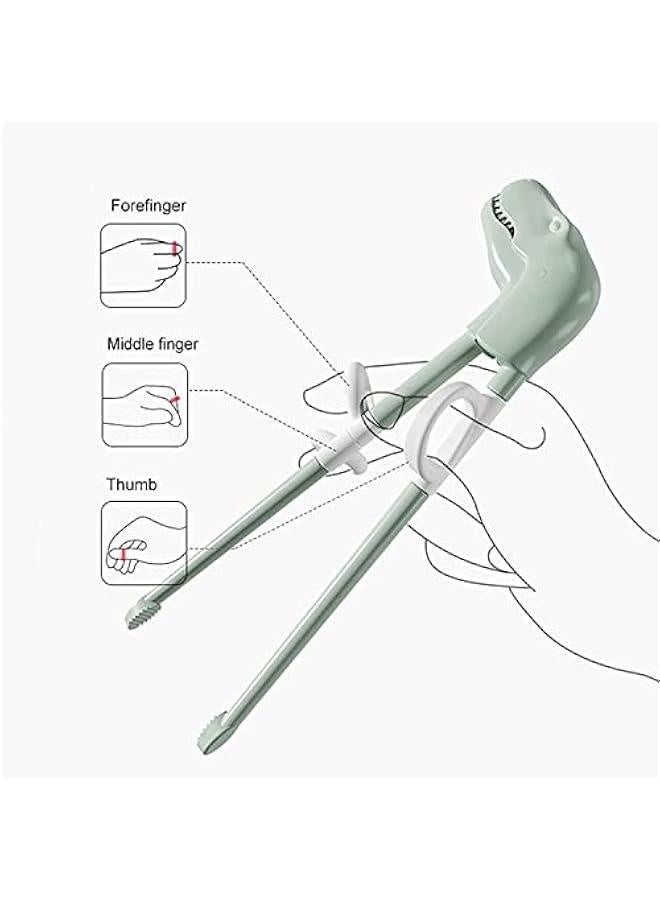 Dinosaur Training Chopsticks,3pcs Chopsticks For Kids ,Reusable Chopsticks Spoon Fork Learning Chopstick Helper,Green - Image 5