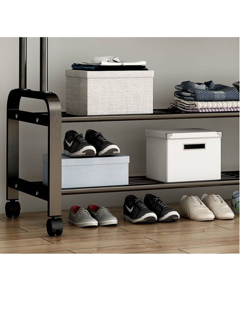 Simple Coat Rack Drying Rack Floor Indoor Clothes Rack Home Bedroom Clothes Storage Black