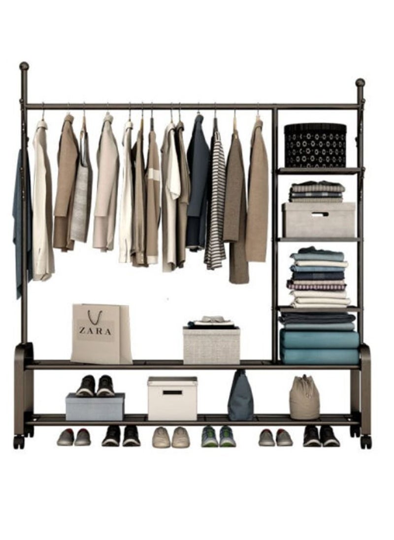 Simple Coat Rack Drying Rack Floor Indoor Clothes Rack Home Bedroom Clothes Storage Black