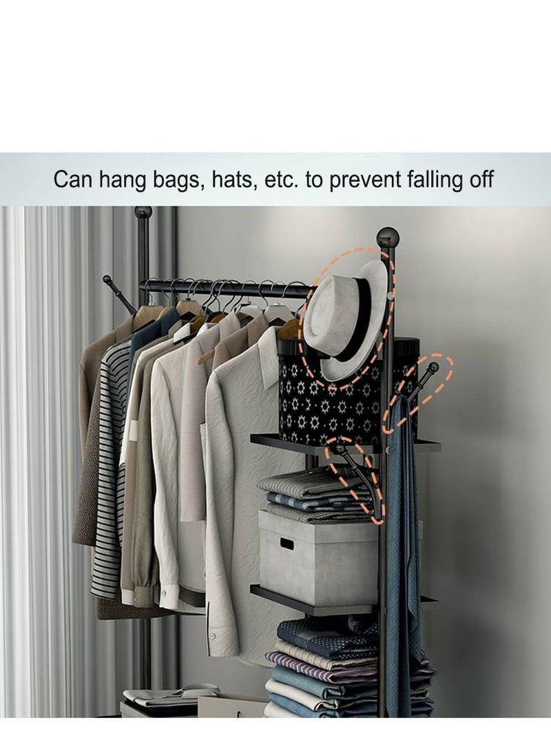 Simple Coat Rack Drying Rack Floor Indoor Clothes Rack Home Bedroom Clothes Storage Black