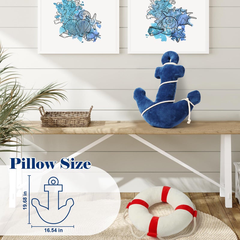Marble Empire Anchor Pillow Nautical Throw Pillows Coastal Decorative Pillow Beach Themed Plush Pillow for Home Bed Couch (Navy) - Image 3