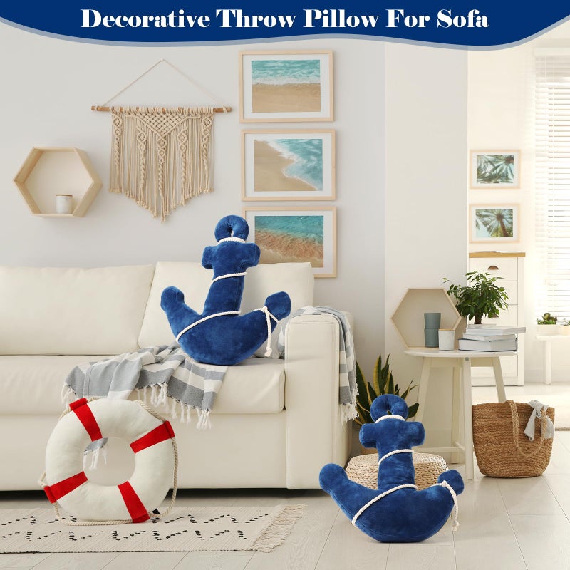Marble Empire Anchor Pillow Nautical Throw Pillows Coastal Decorative Pillow Beach Themed Plush Pillow for Home Bed Couch (Navy) - Image 5