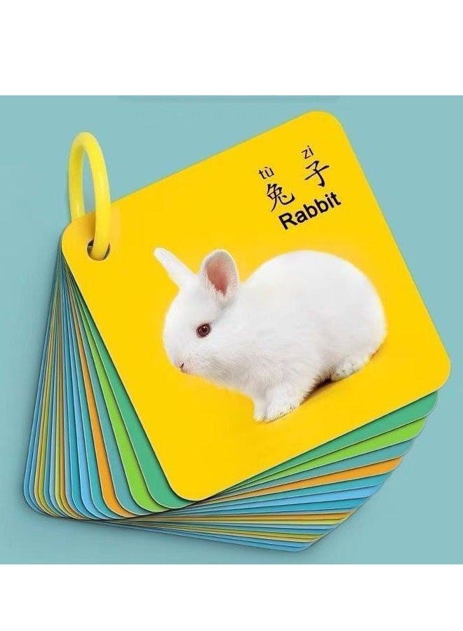 Children's double-sided educational toy literacy card, baby enlightening animal card with picture cognition early education card - Image 1