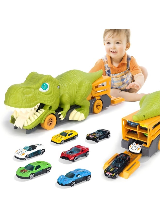 هالامودو 【ديناصور آكل السيارات + 6 سيارات سبائك】 مجموعة ألعاب بقوة القصور الذاتي | لعبة ديناصور كبيرة للدفع والتخزين | مناسبة للأولاد والبنات من عمر سنتين | تصميم ابتلاع السيارات + موقف تخزين | تتسع لـ7 سيارات صغيرة | مادة ABS آمنة | شكل جذاب للتفاعل العائلي | حواف ناعمة وملمس واقعي - Image 1