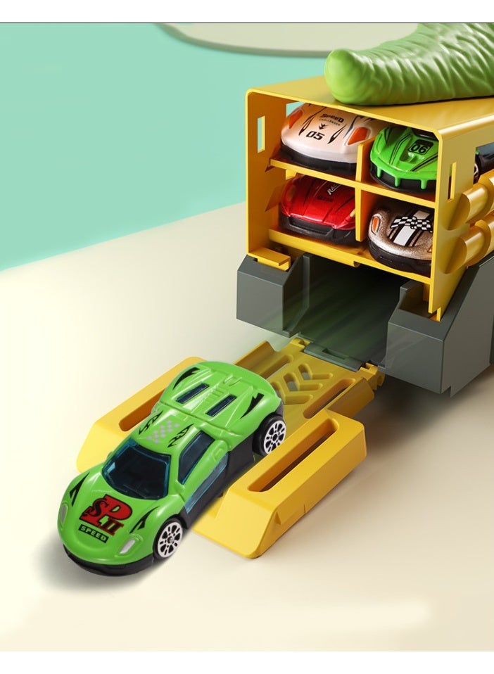 هالامودو 【ديناصور آكل السيارات + 6 سيارات سبائك】 مجموعة ألعاب بقوة القصور الذاتي | لعبة ديناصور كبيرة للدفع والتخزين | مناسبة للأولاد والبنات من عمر سنتين | تصميم ابتلاع السيارات + موقف تخزين | تتسع لـ7 سيارات صغيرة | مادة ABS آمنة | شكل جذاب للتفاعل العائلي | حواف ناعمة وملمس واقعي - Image 4