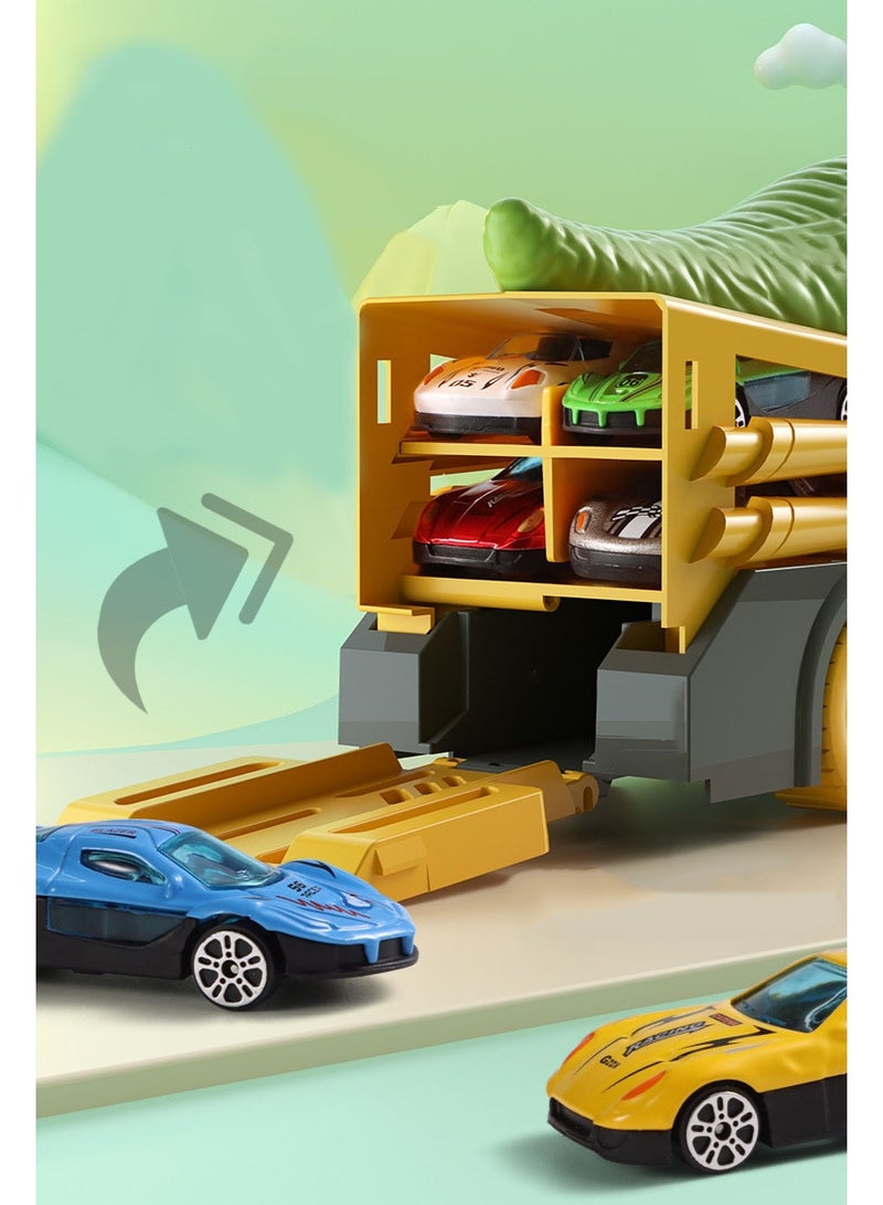 هالامودو 【ديناصور آكل السيارات + 6 سيارات سبائك】 مجموعة ألعاب بقوة القصور الذاتي | لعبة ديناصور كبيرة للدفع والتخزين | مناسبة للأولاد والبنات من عمر سنتين | تصميم ابتلاع السيارات + موقف تخزين | تتسع لـ7 سيارات صغيرة | مادة ABS آمنة | شكل جذاب للتفاعل العائلي | حواف ناعمة وملمس واقعي - Image 5