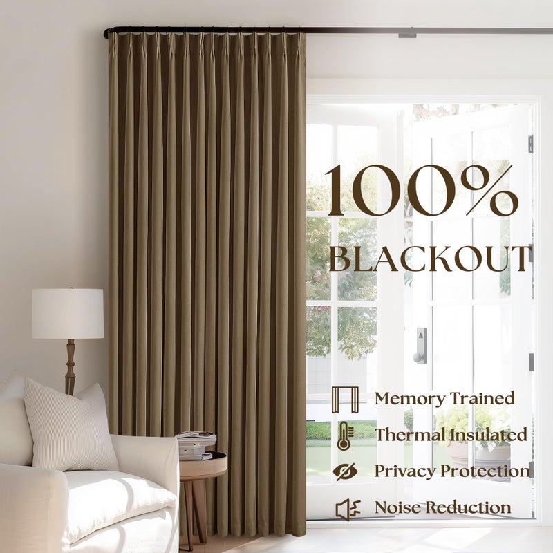 TWODRAPES Dark Brown Pleated Linen Blackout Curtains 90 Inches Long for Bedroom Living Room Pinch Pleat Black Out Thermal Insulated Ring Hooks Back Tab Room Darkening Drapes Dutch Cocoa Curtains with Liner - Image 3