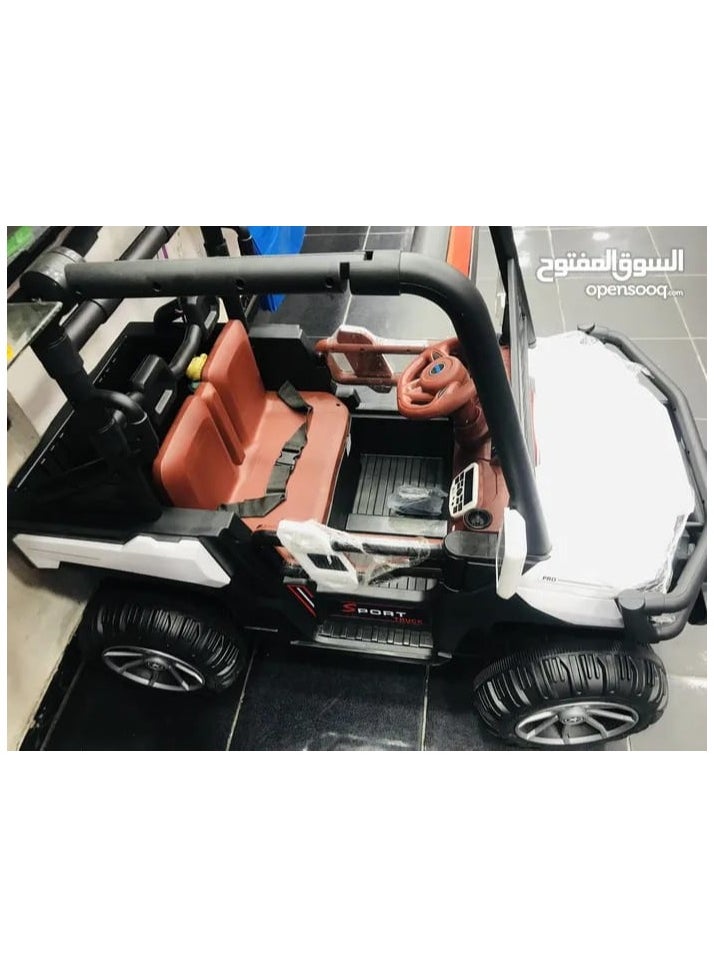 Generic - Buggy electric ride-on car for children, 6 motors, 2 seats, a back bag for storage, and a remote control, (white) - Image 1