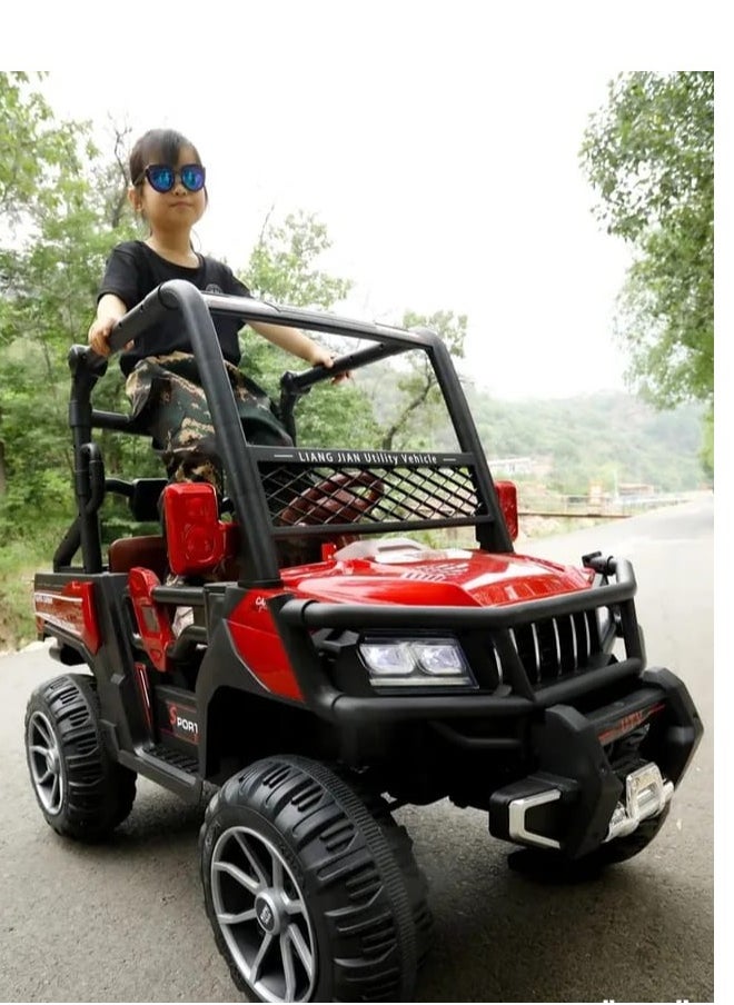Generic - Buggy electric ride-on car for children, 6 motors, 2 seats, a back bag for storage, and a remote control, (white) - Image 1