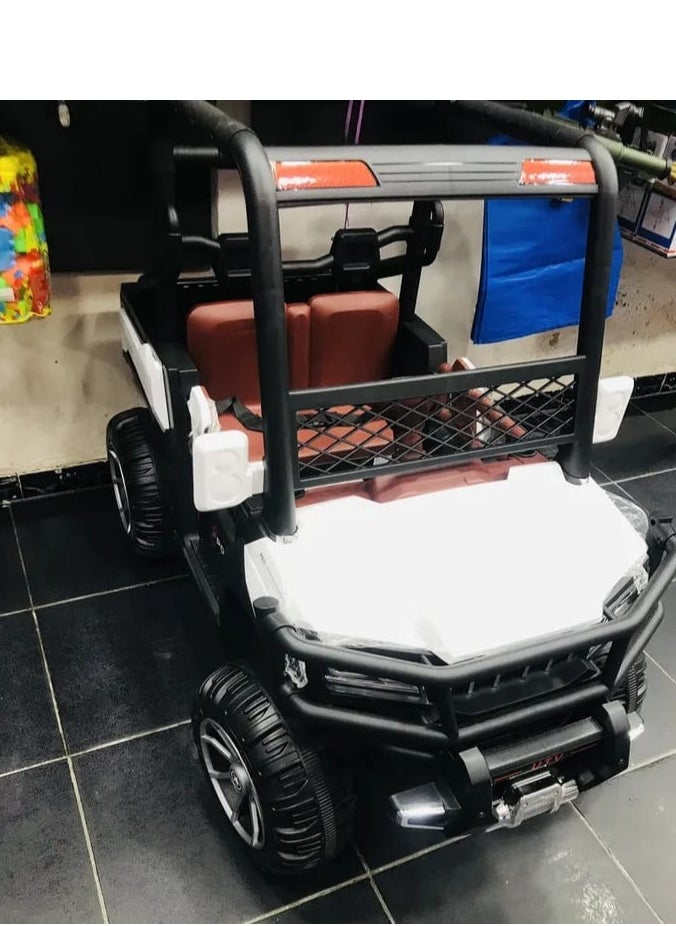 Generic - Buggy electric ride-on car for children, 6 motors, 2 seats, a back bag for storage, and a remote control, (white) - Image 1