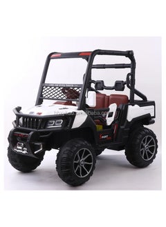 Buggy electric ride-on car for children, 6 motors, 2 seats, a back bag for storage, and a remote control, (white)