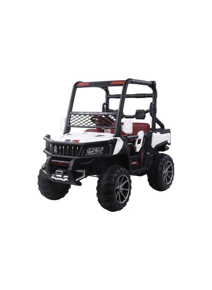 Generic - Buggy electric ride-on car for children, 6 motors, 2 seats, a back bag for storage, and a remote control, (white) - Image 1