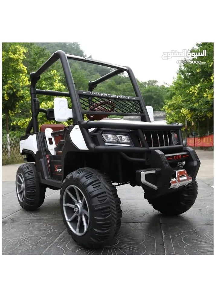 Generic - Buggy electric ride-on car for children, 6 motors, 2 seats, a back bag for storage, and a remote control, (white) - Image 1
